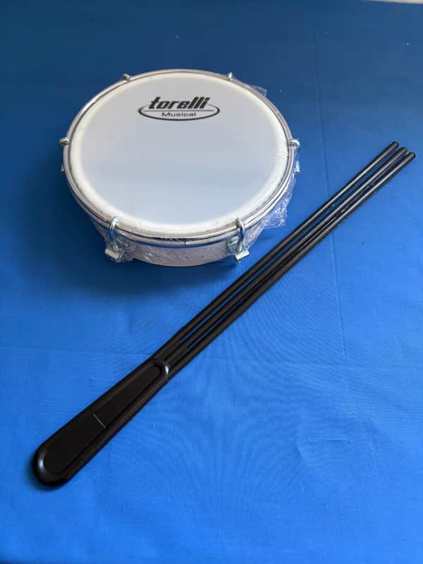 6" Torelli Brazilian Professional Tamborim White Color Body Nylon Head Tambourine With Triple Plastic Stick Percussion image 1