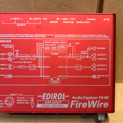 Roland Roland Edirol Audio Capture FA-66 6 in 6 out 24 bit 192kHz image 3