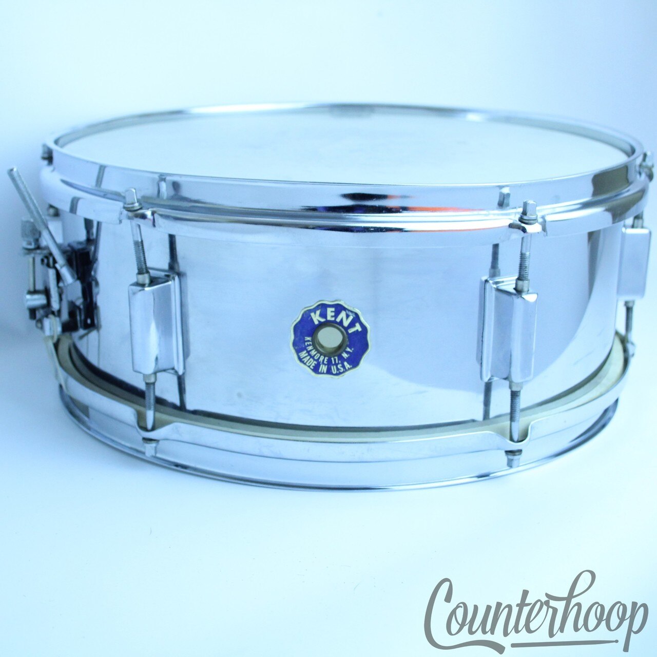 Kent 14x5.5" Snare Drum Chrome Steel Shell Vintage 60s 6-Lug Kenmore,NY USA EXC — main photograph