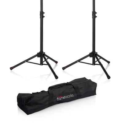 Gator Frameworks Lightweight and Compact Mini Tripod Speaker Stand Set with Nylon Carry Bag (GFWSPK0250SET),Black image 1