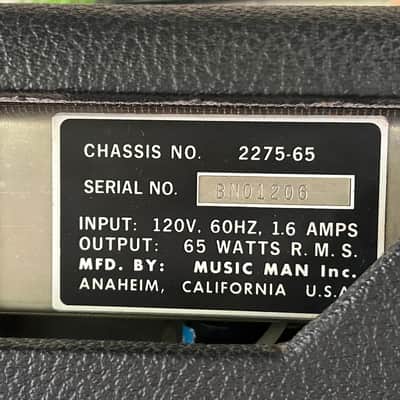 Music Man 210 Sixty-Five 2-Channel 65-Watt 2x10" Guitar Combo 1974 - 1979 - Black image 7