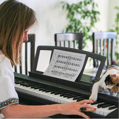 Music Stand for Sheet Music, Compatible with Yamaha Music Sheet Stand,KB/PSR/YPT/KBP/P/DGX/NP Series Keyboard Music Score Stand, Stable And Durable, Keyboard Sheet Music Stand with 4 Music Book Clip image 1