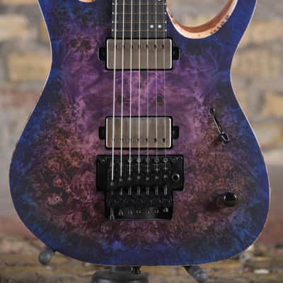 Mayones Duvell Elite Pro 7 Baritone 26,5 - Dirty Purple Blue Burst Satin image 1