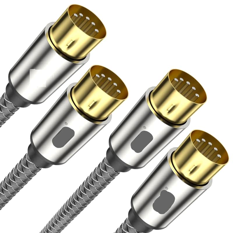 Premium 5-Pin MIDI Cable (2 PCS, 2Ft/0.6M) - Nylon Braided Durable MIDI to MIDI Cord for Keyboard, Synthesizer, Guitar Pedal, Sampler, Audio Interface, Mixer - Gold-Plated Connectors image 1