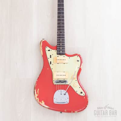 1963 Fender Jazzmaster Pre-CBS Vintage Guitar Fiesta Red w/ Blonde Case image 2