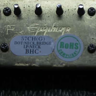ONE used (less than light average wear) Epiphone BHC 57(CH)G Black Humbucker, 8.7k, Alnico V (+ screws & springs) for DOT: can go in Neck or Bridge position / for LP: Neck position / for SG Neck position (from 2010s) image 3