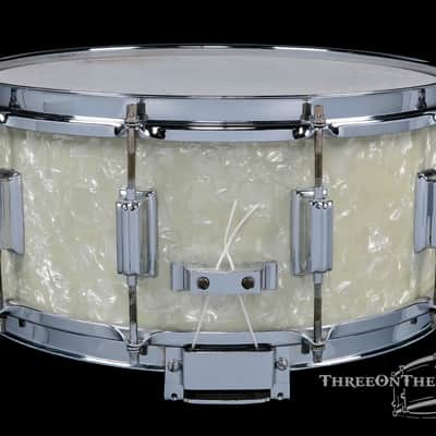 1967 Rogers Dynasonic Snare Drum White Marine Pearl : 6.5 x 14 image 4
