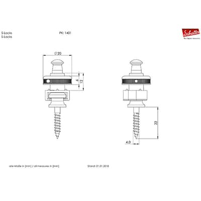 Schaller S-Locks Guitar Strap Lock System, Nickel image 5