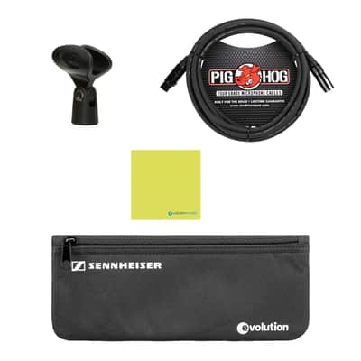 Liquid Audio Sennheiser E825-S Cardioid Dynamic Vocal Microphone Bundle w/Pig Hog PHM10 8mm Mic Cable Polishing Cloth image 2