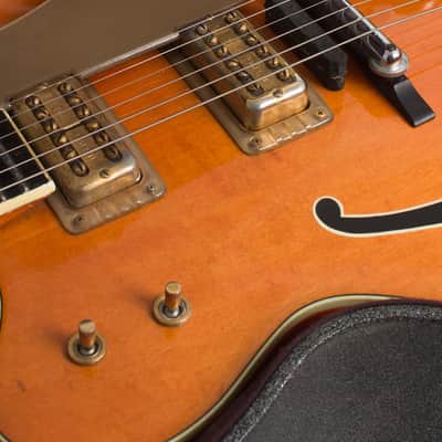 Gretsch Model 6120 Chet Atkins Hollowbody Thinline Hollow Body Electric Guitar (1965), original grey hard shell case. image 15