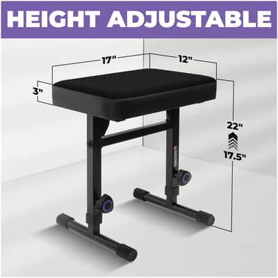 Liquid Stands Adjustable Piano Bench Stool with Black Padded Cushion for Musicians (Mesh Fabric) image 2