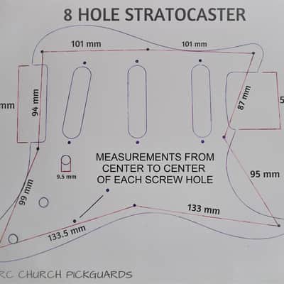 8 hole metallic blue acrylic pickguard for us/mex fender stratocaster image 5