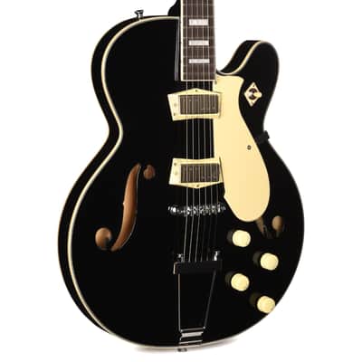 Silvertone 1446 TBK Single Cut Semi-Hollow Electric Guitar w/ Trapeze Tailpiece Gloss Black Pre-Order image 1
