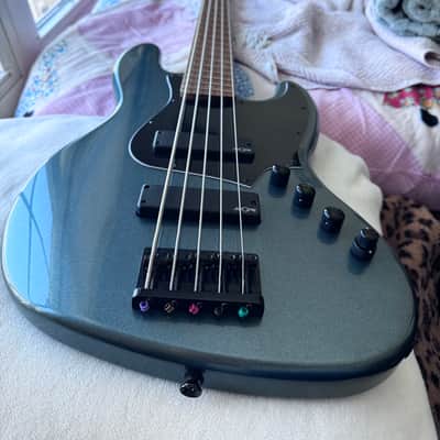 Squier Contemporary Active Jazz Bass V HH - Gunmetal Metallic image 1