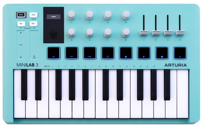 Arturia MiniLab 3 Aquamarine 25-Key MIDI Music Production Keyboard Controller image 1
