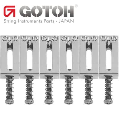 Gotoh S12C Set of 6 Brass Tremolo/Bridge Replacement Saddles 10.8mm Width CHROME image 1