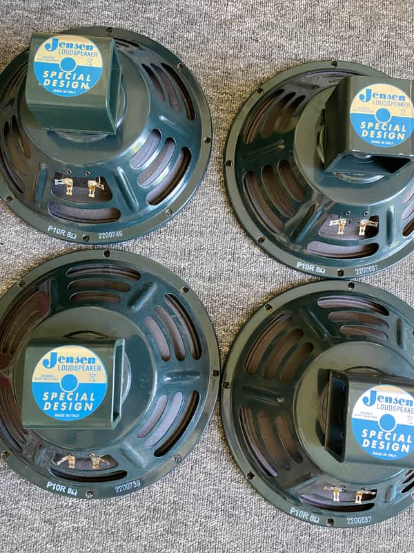 4x Jensen P10R Vintage Alnico 10" 25-Watt 8ohm Guitar Speaker 2010s - Green image 1