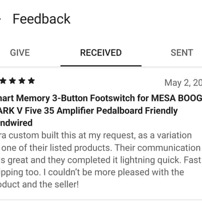 Compact 3-Button Footswitch for Mesa Boogie Mark V Five 35 Amplifier with Smart Memory Pedalboard Friendly Hand-wired image 9