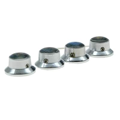 Les Paul Chrome Abalone Top Hat Metal Bell Knobs with Screw (Set of 4) image 3