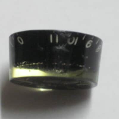 ONE (1 individual knob) unknown brand used (INNER Upper Center area has INTERNAL cracks) Black Speed Knob (numbers 0 to 11) black hard plastic with off white numbers & white dashes -- Funny & Rare, for 24 spline shaft image 19