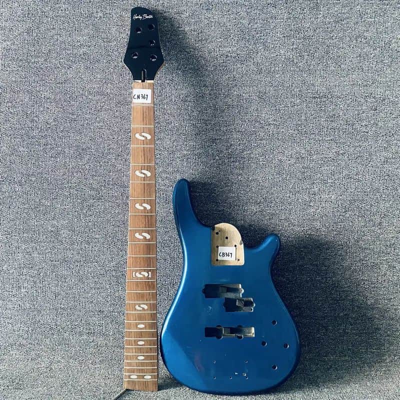 Blue 4 String Bass Basswood Body with Maple Neck image 1