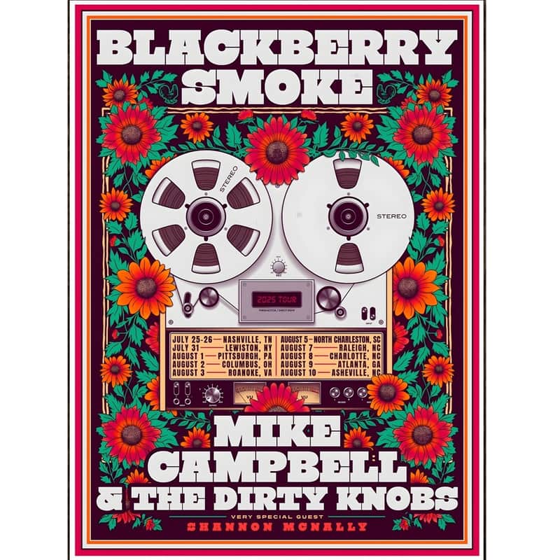BLACKBERRY SMOKE | MIKE CAMPBELL & THE DIRTY KNOBS Summer Tour 2025 Ltd Ed New RARE Poster! Southen Hard Rock Country Blues Jam Band TOM PETTY THE HEARTBREAKERS MUDCRUTCH FLEETWOOD MAC STEVIE NICKS BOB DYLAN image 1