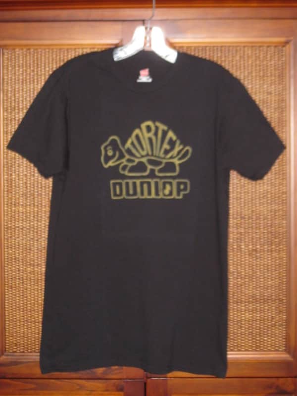 new (NO packaging / NO hang tag) A+ genuine Dunlop TORTEX MEN'S "VINTAGE" T-SHIRT, DSD31MTSM, Size Medium - Black, 100% Cotton, Short Sleeve - Graphic is yellowish-gold (this is NOT a vintage shirt) the graphic / logo is vintage style image 1