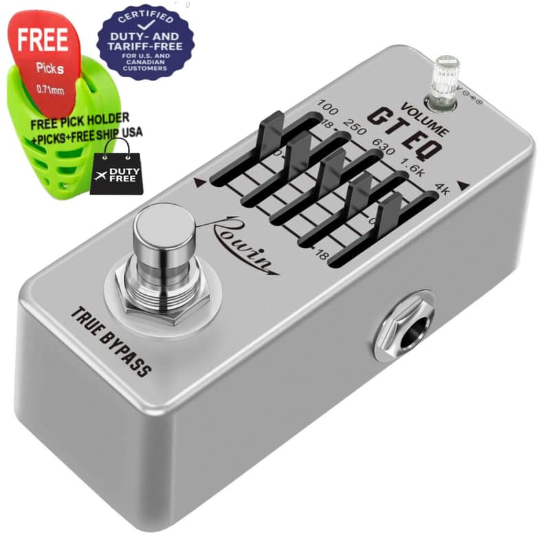 Rowin Guitar Equalizer Pedal 5-band Graphic EQ Frequency Compensator ±18dB Range LEF-317A, FREE PICKS + HOLDER+ FREE SHIP USA image 1