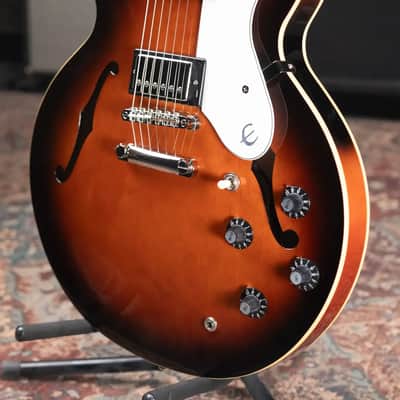 Epiphone Bonehead Signature Riviera Semi-Hollow Electric Guitar - Dark Tobacco Sunburst with Hardshell Case image 4
