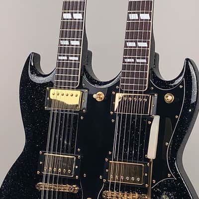 Bell & Hern  Custom Doubleneck 6/12 2019 Black Galaxy Sparkle image 5