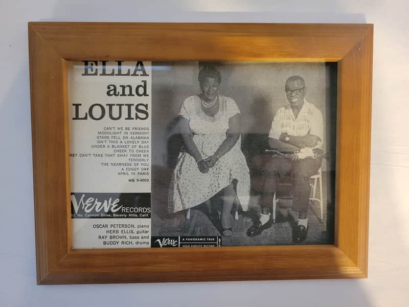 1956 Verve Records Promotional Ad Framed Ella Fitzgerald & Louis Armstrong Original image 1