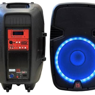 2 MR DJ PBX2690LB 15" Bluetooth Speaker + Stand 2-way 15" PA DJ 3500 Watts Active Powered Bluetooth Karaoke Speaker with LED Accent Lighting + Speaker Stand image 2
