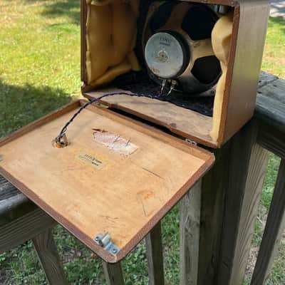 Rotary Connection Portable mini guitar cab with 8” vintage CTS speaker. Built from 50’s Westinghouse tube radio. 2025 - Tan/brown image 13