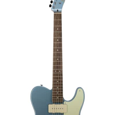 Squier FSR Cabronita Thinline Telecaster Electric Guitar, Laurel FB, Ice Blue Metallic image 5