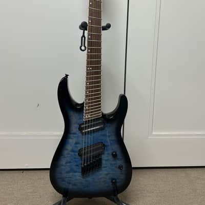 Jackson X Series SLATX7Q MS Soloist Archtop 7 String Multiscale Electric Guitar - Transparent Blue Burst image 1