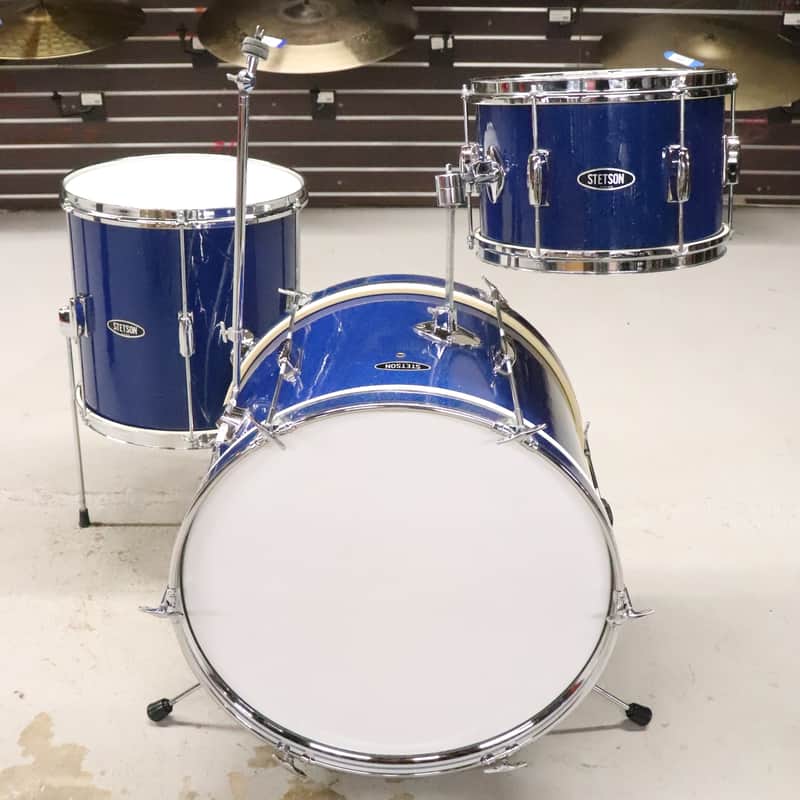 Stetson Japanese 3pc Drum Kit Set Blue Sparkle Vintage 1960's 20/14/12" image 1