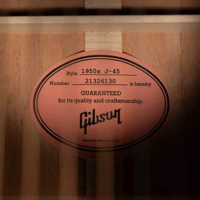 Gibson '50s J-45 Original Acoustic/Electric Guitar - Ebony with Hardshell Case image 17