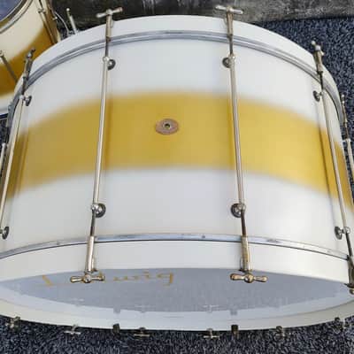 30's Ludwig White/Gold Duco 2PC (32"x16" Tube Lug BD + 16"x12" FT) Drum Set image 12