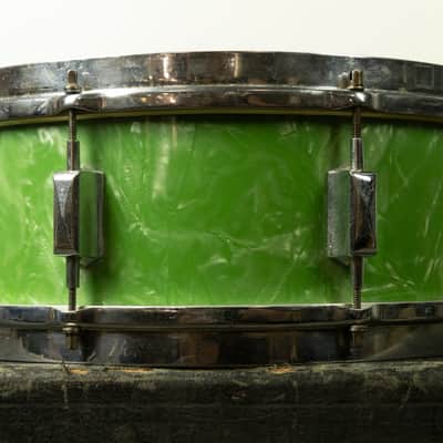 1930s Leedy 5x14 Broadway Standard Green Pearl Snare Snare Drum image 5
