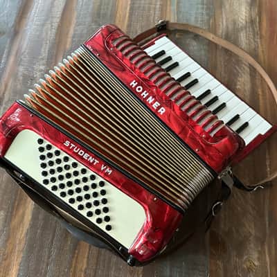 Vintage Hohner Student VM Accordion 48 Bass 26 Keys 1951-1955 - Red Pearl Oyster image 1