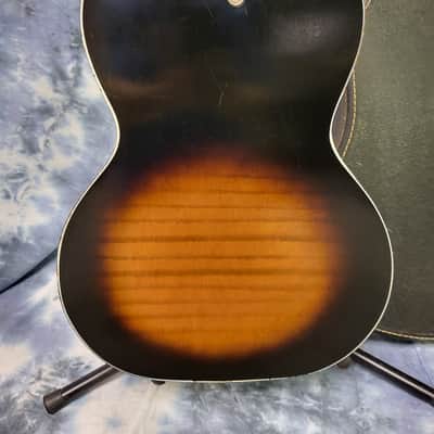 1960's Kay Musical Note Faux Tiger Stripe Parlor Student Guitar Pro Setup Original Soft Shell Case image 10