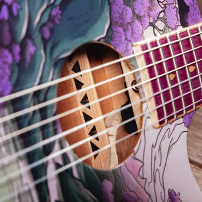 Lindo Ryokou Electro Acoustic Travel Guitar | Japanese Graphic Art | BS3M Piezo/Mic Blend Preamp | 3/4 Size / 24" Scale-Length | Luminlay Side Dots | Five Elements Kanji Abalone Sea Shell and Maple Inlays | Designed in the UK (Steel Strings) image 7