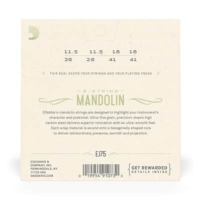 D'Addario Mandolin Strings, Phosphor Bronze, EJ75, Medium/Heavy Gauge 11.5-41, 8-String Set, Pack of 1 image 3