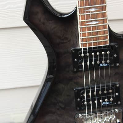 B.C. Rich Warlock N.J. Neck Thru Series Korea Guitar Translucent Black Quilt Top + Hard Case image 7