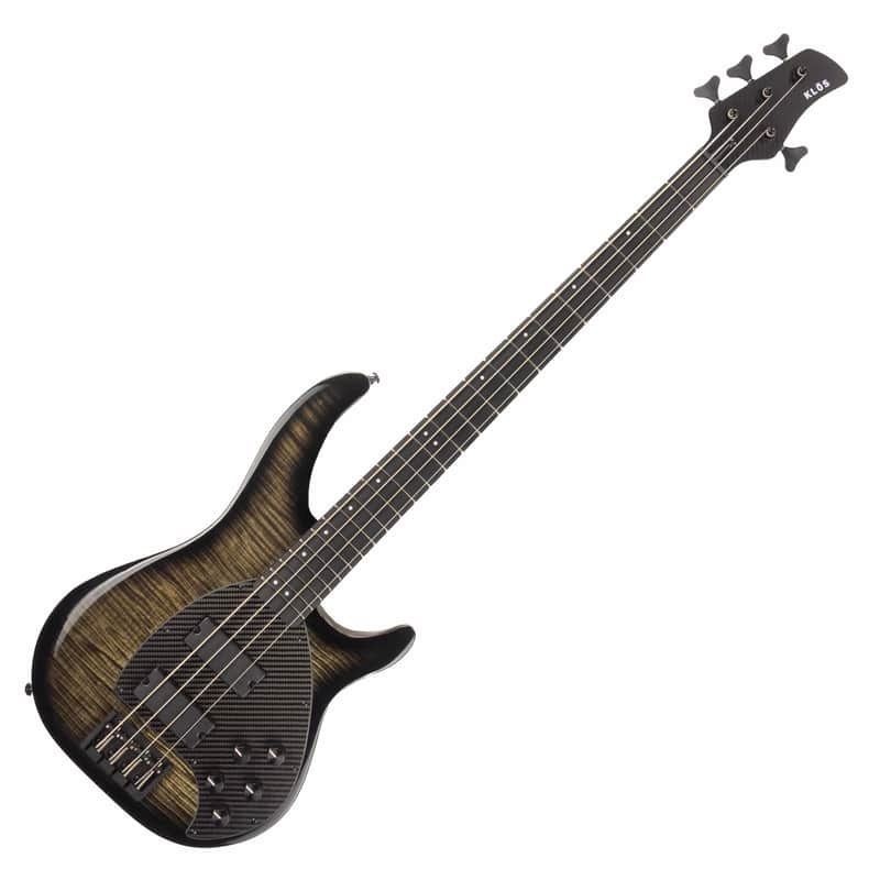 KLOS Apollo IV Custom Bass - Mahogany body / Figured Maple top - Black Transparent Finish - Carbon Fiber neck - 9.0 pounds image 1