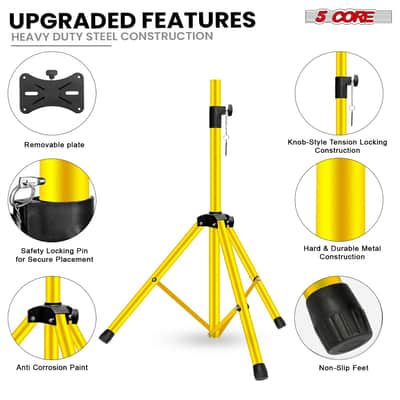 5 Core Speaker Stand Height Adjustable 54" Heavy Duty PA DJ Tripod Studio Monitor Stands image 4