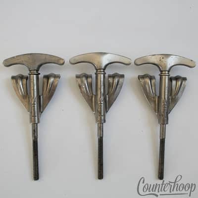*Ludwig 3x Bass Drum Tension T-Rods+Claws 3 7/8"Nickel Vintage 50s WFL-Stamped* image 1