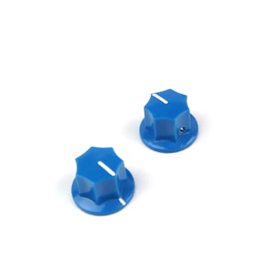 2x Control Knobs For Jaguar Mustang Style Guitar JB or Pedal, 1/4" Shaft, Blue (adjustable)