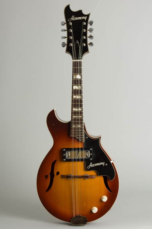 Harmony  H-35 Hollow Body Electric Mandolin (1970), ser. #1979H35, black gig bag case. image 1