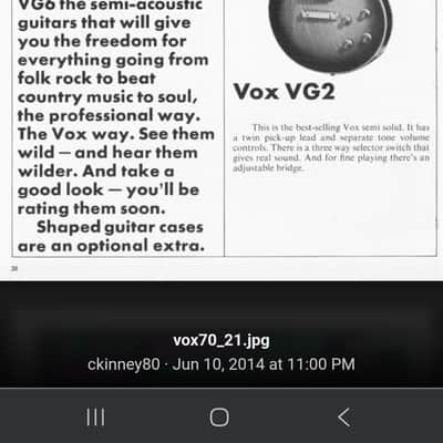 VOX VG2 Electric Guitar from 1970 to 1971 Made in Japan MIJ - This was a Japanese Vintage 70s Gibson Les Paul Custom with Bolt-On Neck V.G.2 VG 2 image 2